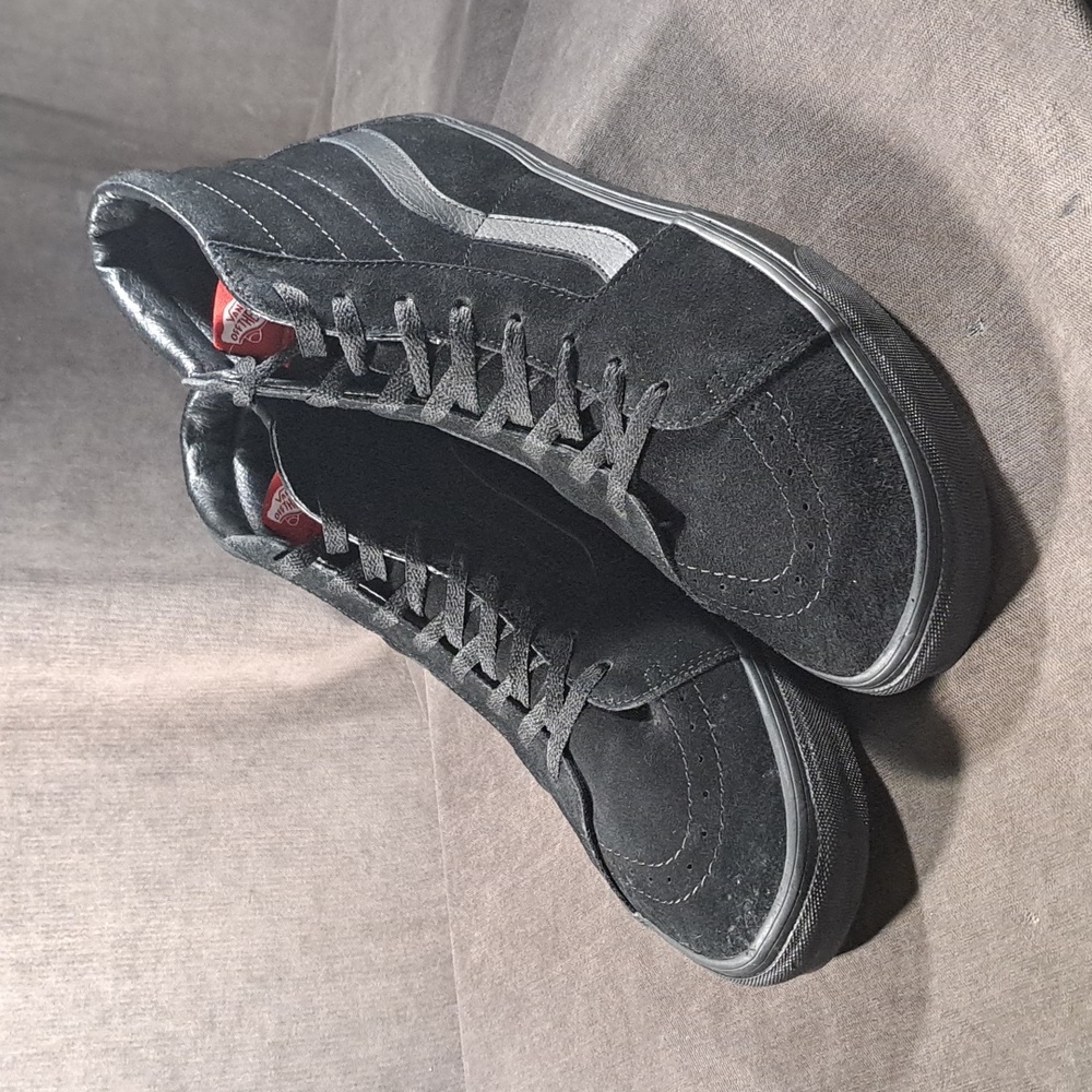 Vans Sk8-Hi Triple Black All Suede Leather Accent Lace Up Sneakers G US 15